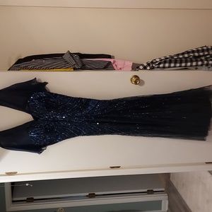 Alberto Makali dark blue gown custom sized